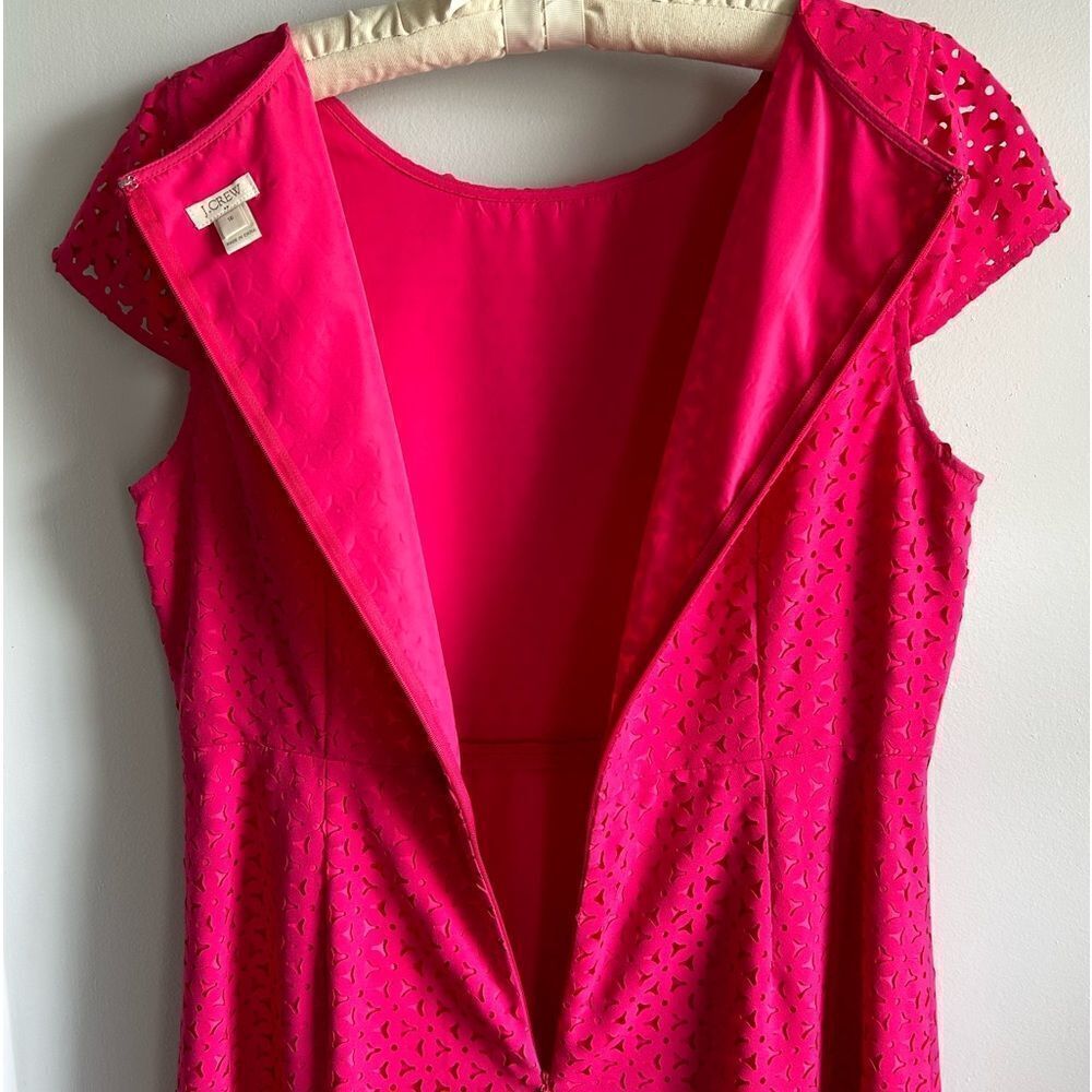 J.Crew Raspberry Laser Cut Out A-line Dress - Picture 5 of 7
